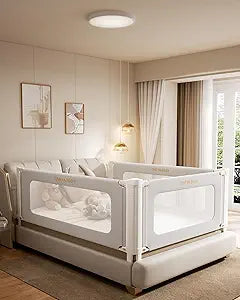 Bed Rail for Toddlers, Thickened & Reinforced Toddler Bed Rails with Double Child Lock, Upgraded Kids Baby Bed Rail Guard, Bed Side Rails for Queen, King Size, Grey, 1 Side, 78.7" Lx28 H