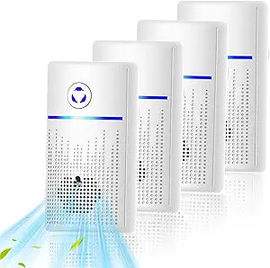 Air Ionizers for Home 4-Pack, Plug-in Air Purifier Ozone-Free & Filterless, Eliminates Pet Odors from Litter Box, Kitchen, Whisper-Quiet Portable Design for Home Bedroom Office