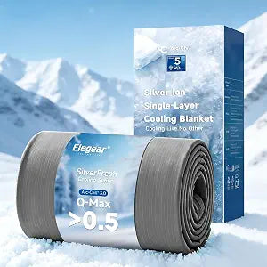 Elegear Silver Infused Cooling Blankets for Hot Sleepers, Upgraded Arc-Chill 3.0 Cool Fiber (Qmax>0.5), Odor Reduction & Hypoallergenic, Breathable Lightweight Cold Blanket for Night Sweats, Queen
