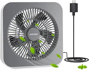 10 inch Box Fan, Small Window Fan with 3 Speeds, 8HRS Timer Function Quiet Square Fan for Bedroom Office Kitchen Home Apartment RV Camping, Powered by DC Adapter Work with Universal USB Type-C Cord