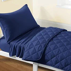 FLXXIE 4-Piece Microfiber Toddler Bedding Set, Navy Blue