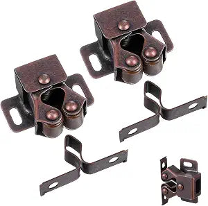 2Pcs Cabinet Latch, Double Roller Catch Latches Hardware for Cabinet Closet Cupboard Door Latches and Catches (Bronze)