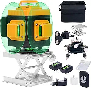 Laser Level Self-Leveling 4 x 360 - 4D Green Cross Bright Line Laser 100ft Range - Lazer Leveler Tool for Drop Ceiling, Picture Hanging, Tile Installation, Indoor DIY & Construction