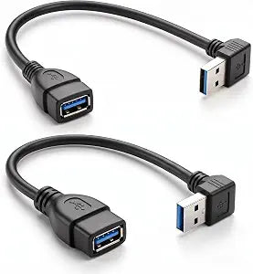 Oxsubor SuperSpeed USB 3.0 Male to Female Extension Data Cable Up and Down Angle 2PCS for PC,Laptop etc..(20CM,8IN)