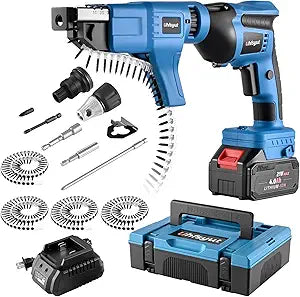 21V Cordless Drywall Screw Gun and Electric Screwdriver - 2-in-1 Self-Feeding Screwdriver, Includes Storage Toolbox and 4.0Ah Battery, Perfect for DIY and Professional Use (One battery set)
