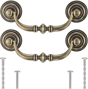 2 Pcs Drop Bail Vintage Drawer Pulls 3.5 Inch Antique Dresser Handles