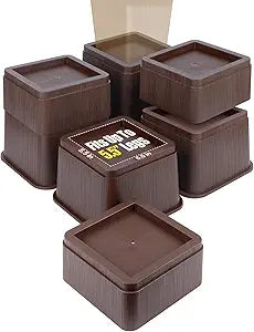 8 inch Bed Risers Adjustable Furniture Risers - Heavy Duty Non-Slip Lift Supports for Beds/Couches/Sofas, Durable Square Design with Creates Storage Space (4 Pack Brown, Huge5.5 8 inch)