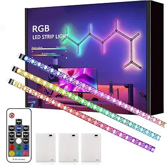 Battery Powered LED Strip Lights, 20 Inch 3 Pack, Wireless RGB Light Strips