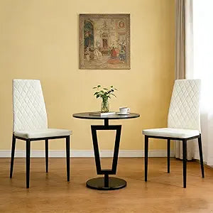 Lightdot Dining Chairs Set of 2, Moden Kitchen Table Chairs with Mental Legs and Upholstered Faux Leather for Dining Room/Kitchen/Living Room/Restaurant