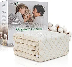 Organic Cotton Blend Mattress Protector Queen Size Waterproof Mattress Protectors 3D Air Fabric Mattress Cover Breathable Noiseless Bed Cover for Incontinence Washable Deep Pocket 60"X80"