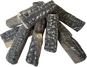 Gas Fireplace Logs, 8 Small Pieces Ceramic Wood Log and Accessory Set for Gas Ethanol Electric Fireplaces, Indoor or Outdoor Fireplaces, Fire Pit Decorations