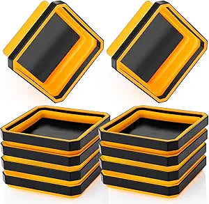 Barydat 10 Pcs Magnetic Tool Tray Collapsible Foldable Parts Trays Set Magnetic Screw Tray Magnetic Parts Bowl Square Silicone Magnetic Tool for Bolts Nuts Washers Pins Screw Parts (Orange)
