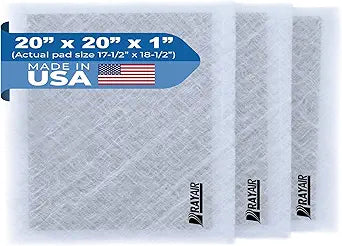 RayAir Supply 20x20 Replacement Filter Pads Compatible with Dynamic Air Cleaner 20X20 Refill (3 Pack) White
