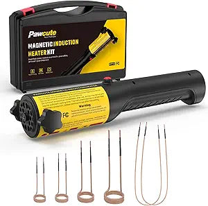 Induction Heater 1200W, Magnetic Heat Tool Kit for Automotive Bolt Removal with 6 Coils and LED Light for Rusted Suspension and Exhaust Repair,Yellow