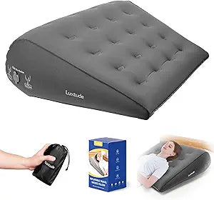 Luxtude Inflatable Wedge Pillow for Traveling, Bed Wedge Pillow for Sleeping, Acid Reflux Relief, Adjustable Travel Wedges Pillows for Sleep Apnea, Post-Surgery, Snoring, Back & Leg Support (Gray)