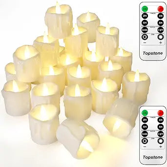 Topstone Flameless Candles with Remote ControlBattery Operated LED Candles with Timer & Dimmable Function, Realistic Wax Dripping Design, Perfect for Home Decor, Wedding, Christmas Decorations (24)