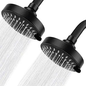 2 Pack High Pressure Shower Head - 5 Spray Modes Powerful Pressure Boosting Showerhead For Bathroom - High Flow Fixed Showerheads (Matte Black)