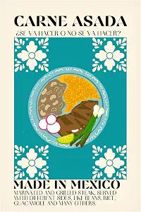 Trademark Fine Art Canvas Wall Art - Gaec Studio 'Carne Asada' Wall Art for Living Room, Bedroom, or Office Dcor 16 x 24 Inches