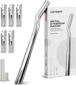 CAVEEM Eyebrow Razor, Face Razor for Women & Men, 6 Blades, Matte Silver