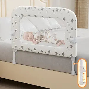 Bed Rail for Toddlers: 32" Foldable Toddler Bed Rails Bed Safety Rail, Height Adjustable Baby Bed Rail Guard for Crib Twin, Full, Queen Bunk Size Bed, Portable Bed Railing for Baby