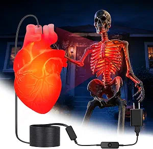 Halloween Skeleton Lighting Kit, Realistic Beating Heart Light, 100+ Modes