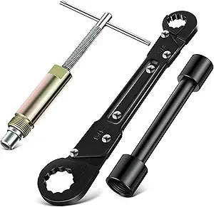 Feekoon 3 in 1 Plumbing Tools Angle Stop Wrench Kit with Compression Sleeve Puller Tool, Plumber Wrench Kit for Install Angle Stop & Nut, Compression Ring Removal Tool for Remove Nut & Ferrule