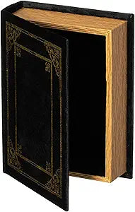Decorative Vintage Book Shaped Trinket Storage Box - Black
