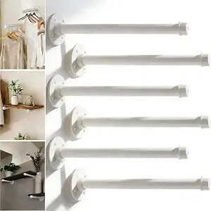 JMIATRY 6PCS White Pipe Shelf Bracket 12Inch Industrial Pipe Clothes Bar