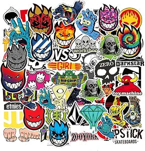 CHNLML100Pcs Skateboard Stickers Cool Sticker Waterproof Stickers for Laptop Water Bottle Suitcase Phone, Skateboarding Stickers Decal for Teens Boys Adults