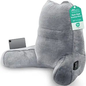 Sasttie Reading Pillow, Pillows for Reading or Relaxing  Ergonomic Support for Head, Neck, Back, and Lumbar, 21-Inch, Dark Grey