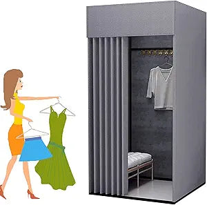 Portable Clothing Store Fitting Room, Temporary Changing Room, Locker Room, High Shading Rate Curtain Simple Dressing Room with Track Dressing Display Rack,for Shopping Malls, Outdoor Booth