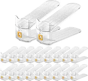 CiBiZi Adjustable Shoe Slots Organizers Clear Shoe Space Saver Shoe Stacker Shoe Rack Holder Oraganizers for Closet Cabinet Storage Clear 20PACK