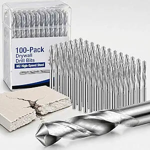 Tondiamo 100 Pcs Drywall Router Bits 1/8" Rotor Drywall Drill Bits High Speed Steel Spiral Guide Point Cutting Diameter Router Rotary Tool