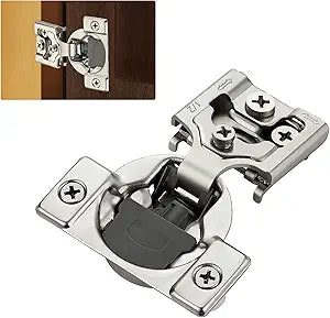 24 Pack (12 Pairs) 1/2" Overlay Soft Close Cabinet Hinges, Satin Nickel Stainless Steel Concealed Hinges with 3D Self-Closing for Face Frame Doors & Kitchens