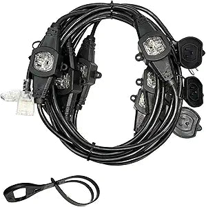 25FT Power Extension Cord 3 Prong, 16 Gauge SJTW 5-15R Cable Male Plug to Female Connector,7 Outlets Multiple Evenly-Spaced Plug,Suitable for Stage Setting or Outdoor.
