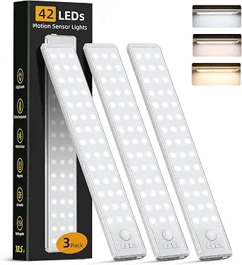 10.5inch Under Cabinet Lighting Wireless, Motion Sensor Light Indoor 3PCS
