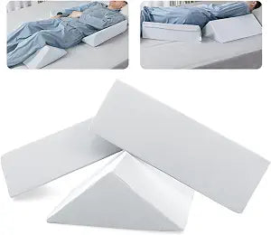 Fanwer Positioning Wedge Pillow for Side Sleeping (3 in 1), 40 Degree Triangle Bed Wedges & Body Positioners for Back Pain, Preventing Bedsores, After Surgery, Knees Elevated, Pregnancy,Off-white Gray