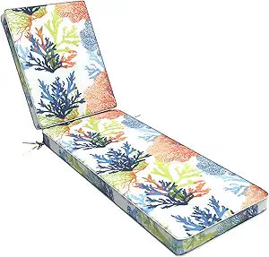 LVTXIII Outdoor Chaise Lounge Cushion, 72 x 21 x 3 Inch Patio Water-Repellent Lounge Chair Seat Cushions for Pool Side Use, Coral Multi