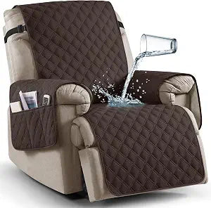 Ruaozz 100% Waterproof Recliner Chair Covers, Non-Slip Reclining Covers for Recliner Chair Washable Chair Cover, Recliner Covers with Pockets for Kids, Dogs, Pets (Chocolate, 25'')