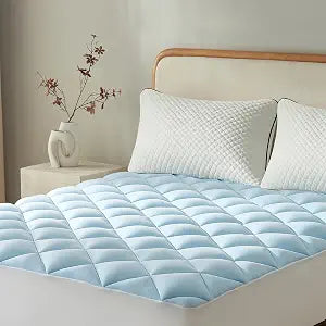 SureFit Queen Size Memory Foam Mattress Topper, Cooling Gel-Infused Mattress Pad, Breathable Ventilated Design, Fits Mattresses 8-20 Deep, Medium Plush Comfort,Cooling for Hot Sleepers