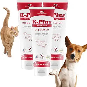 K-Plus Potassium Gluconate Renal Gel Plus Cranberry and EPA for Dogs and Cats - Veterinarian Approved Renal Supplement - Supports Potassium Balance -(3 Pack)