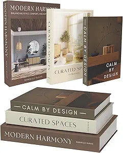 Modern Decorative Books For Home Decor - Set of 3 Faux/Fake Books For Decoration for Aesthetic Coffee Table Bookshelf Mantle Brown Cream Book Decor as Storage Boxes in Living Room Entryway Shelf Dcor