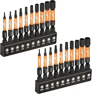 toolant Impact Allen Wrench Drill Bit Set, 20-Piece Metric & SAE, 2-Inch