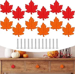 Moxweyeni 12 Pcs Fall Maple Leaves Silicone Cabinet Drawer Knobs Covers