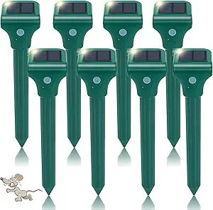 Mole Repellent Solar Powered, 8 Pack Ultrasonic Vole Repeller Outdoor, Waterproof Ultrasonic Mole Deterrent Stakes, Get Rid of Gopher,Vole, Skunk,Chipmunk, Groundhog,Snake for Yard, Garden, Lawn