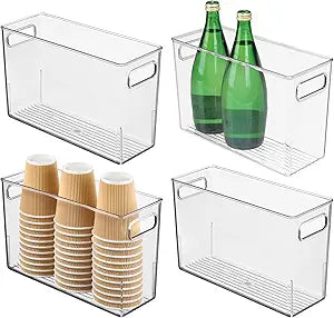 iDesign Tall Plastic Storage Bin with Handles for Fridge or Freezer - Set of 4 - Clear - Made in USA