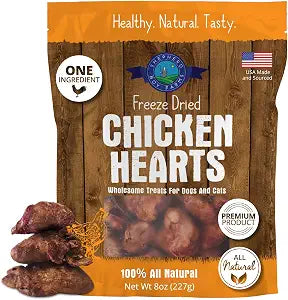 Shepherd Boy Farms Freeze Dried Chicken Hearts for Dogs & Cats - 100% Natural, Single-Ingredient Dog Treats & Cat Treats, High-Protein Organ Meat, Grain Free, Made in USA, 8oz