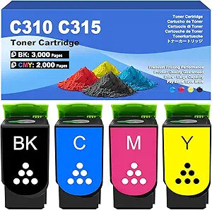 C310/C315 High-Yield Toner Cartridge (4-Pack, Black, Cyan, Magenta, Yellow) - Replacement for Xerox C310/C315 Printers
