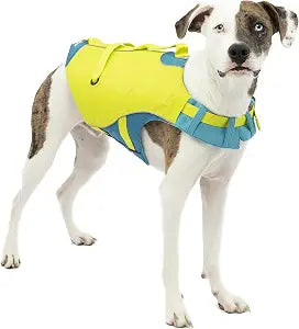 Kurgo Surf n' Turf Dog Life Jacket, Life Vest for Swimming, Floatation Vest, PFD, Reflective, Adjustable, for Small Medium Large Pets (Yellow/Blue, X-Large)