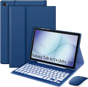 MoKo for Samsung Galaxy Tab A11+/A9 Plus 11" Keyboard Case & Mouse,Blu Navy